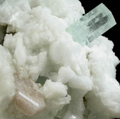 Beryl var. Aquamarine with Fluorapatite on Albite from Doko Mine, Skardu District, Gilgit-Baltistan, Pakistan