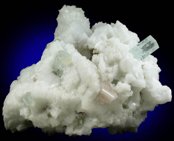 Beryl var. Aquamarine with Fluorapatite on Albite from Doko Mine, Skardu District, Gilgit-Baltistan, Pakistan