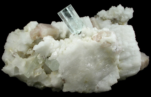 Beryl var. Aquamarine with Fluorapatite on Albite from Doko Mine, Skardu District, Gilgit-Baltistan, Pakistan