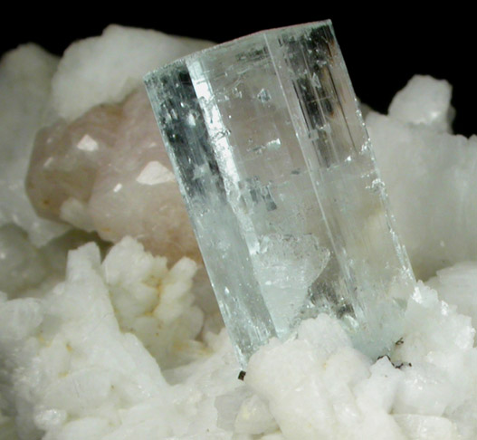 Beryl var. Aquamarine with Fluorapatite on Albite from Doko Mine, Skardu District, Gilgit-Baltistan, Pakistan