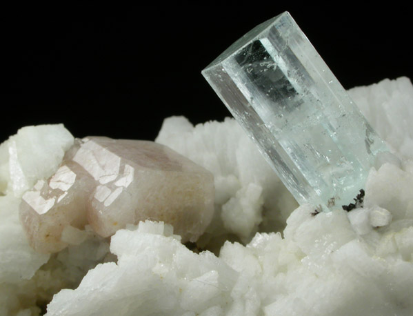 Beryl var. Aquamarine with Fluorapatite on Albite from Doko Mine, Skardu District, Gilgit-Baltistan, Pakistan