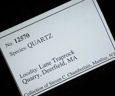 Quartz from Lane's Quarry, Westfield, Hampden County, Massachusetts