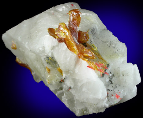 Orpiment in Calcite with Realgar from Shimen Mine, Hunan, China