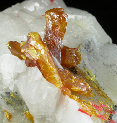 Orpiment in Calcite with Realgar from Shimen Mine, Hunan, China