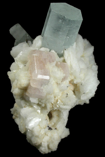 Beryl var. Aquamarine with Fluorapatite on Albite from Doko Mine, Skardu District, Gilgit-Baltistan, Pakistan