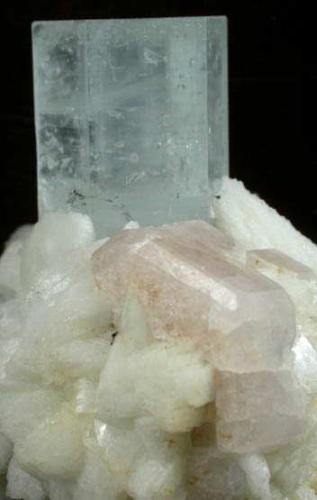 Beryl var. Aquamarine with Fluorapatite on Albite from Doko Mine, Skardu District, Gilgit-Baltistan, Pakistan