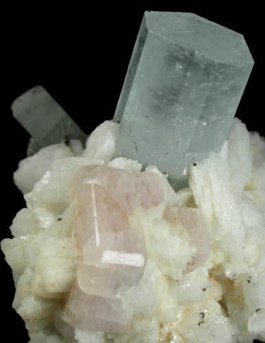 Beryl var. Aquamarine with Fluorapatite on Albite from Doko Mine, Skardu District, Gilgit-Baltistan, Pakistan