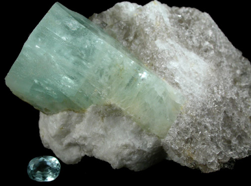 Beryl var. Aquamarine (with 1.31 carat oval gemstone) from Tripp Mine, Alstead District, Cheshire County, New Hampshire