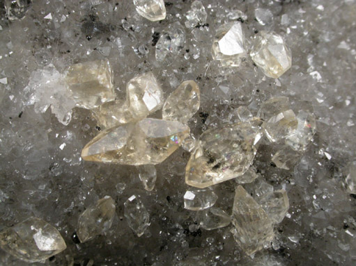 Sphalerite on Quartz with Calcite from Elmwood Mine, Carthage, Smith County, Tennessee