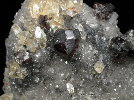 Sphalerite on Quartz with Calcite from Elmwood Mine, Carthage, Smith County, Tennessee