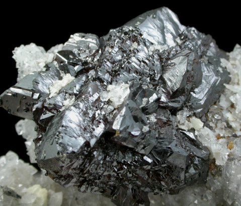 Sphalerite on Quartz with Calcite from Elmwood Mine, Carthage, Smith County, Tennessee