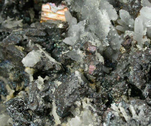 Tennantite on Quartz and Pyrite from Butte Mining District, Summit Valley, Silver Bow County, Montana