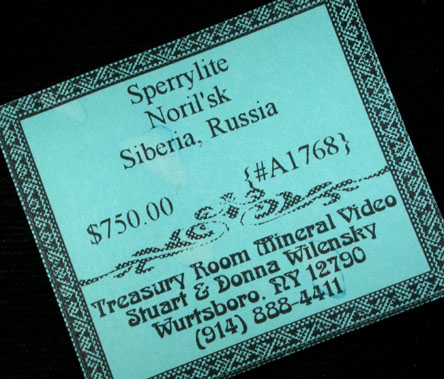 Sperrylite from Talnakh, Norilsk, Eastern-Siberian Region, Russia