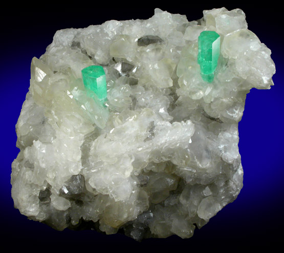 Beryl var. Emerald in Calcite from Coscuez Mine, Vasquez-Yacop District, Boyac Department, Colombia