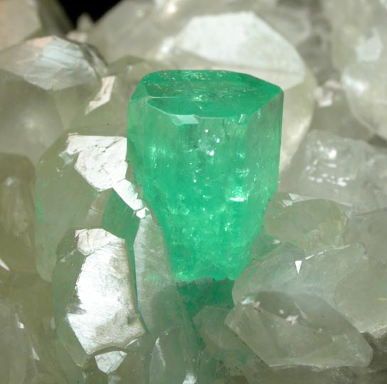 Beryl var. Emerald in Calcite from Coscuez Mine, Vasquez-Yacop District, Boyac Department, Colombia