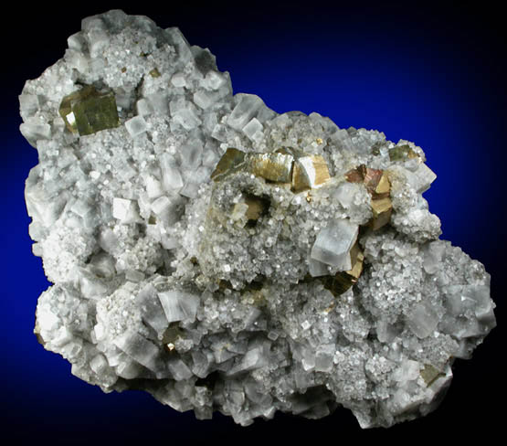 Apophyllite and Pyrite from Gaspe Copper Company Mine, Murdochville, Gaspe Peninsula, Qubec, Canada