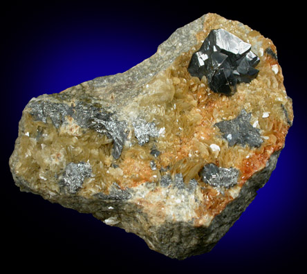 Stephanite on Siderite from Freiberg District, Saxony, Germany (Type Locality for Stephanite)