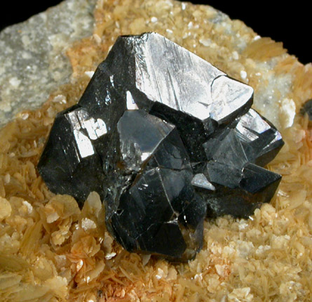 Stephanite on Siderite from Freiberg District, Saxony, Germany (Type Locality for Stephanite)