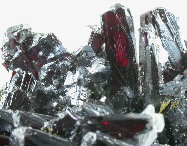 Pyrargyrite var. Ruby Silver with Calcite from Fresnillo District, Zacatecas, Mexico