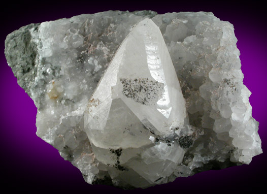 Calcite with Hematite on Quartz from Braen's Quarry, Haledon, Passaic County, New Jersey