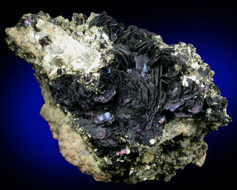 Covellite on Quartz and Pyrite from Summitville District, Rio Grande County, Colorado