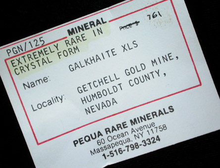 Galkhaite on Quartz from Getchell Mine, Humboldt County, Nevada