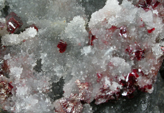 Galkhaite on Quartz from Getchell Mine, Humboldt County, Nevada