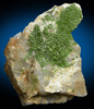 Pyromorphite on Quartz from Chester County Mine, Phoenixville, Chester County, Pennsylvania