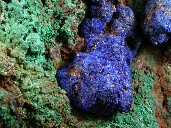 Azurite and Malachite from Touissit Mine, 21 km SSE of Oujda, Jerada Province, Oriental, Morocco