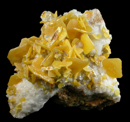 Wulfenite on Calcite from Hilltop Mine, Cochise County, Arizona