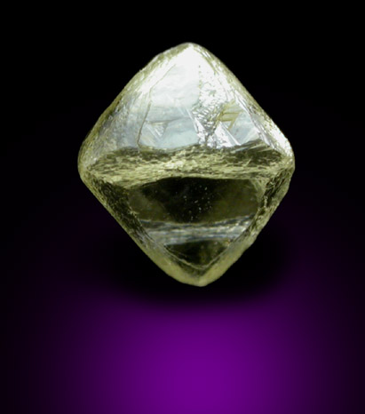 Diamond (0.48 carat yellow octahedral crystal) from Northern Cape Province, South Africa