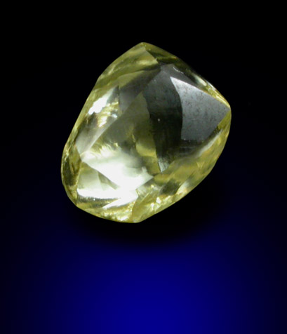 Diamond (0.40 carat fancy-yellow elongated dodecahedral crystal) from Northern Cape Province, South Africa