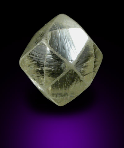 Diamond (0.89 carat yellow-gray dodecahedral crystal) from Oranjemund District, southern coastal Namib Desert, Namibia