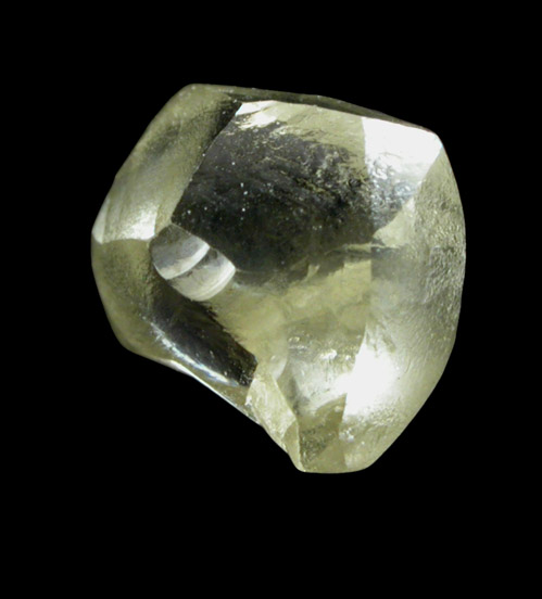 Diamond (0.96 carat yellow-gray dodecahedral crystal) from Oranjemund District, southern coastal Namib Desert, Namibia
