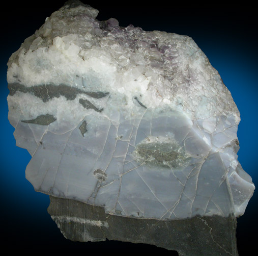 Quartz var. Agate with Amethyst from Prospect Park Quarry, Prospect Park, Passaic County, New Jersey