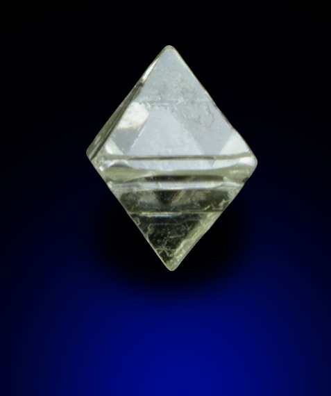 Diamond (0.38 carat yellow-green octahedral crystal) from Guateng Province, South Africa
