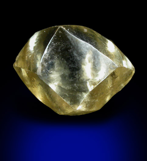 Diamond (1.78 carat yellow-green-gray dodecahedral crystal) from Aredor Mine, 35 km east of Kerouan, Guinea
