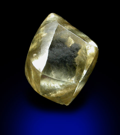 Diamond (1.78 carat yellow-green-gray dodecahedral crystal) from Aredor Mine, 35 km east of Kerouan, Guinea