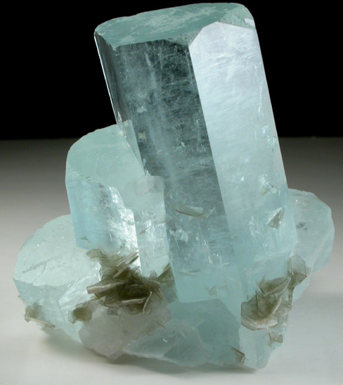 Beryl var. Aquamarine with Muscovite from Nagar, Hunza Valley, Gilgit District, Gilgit-Baltistan, Pakistan