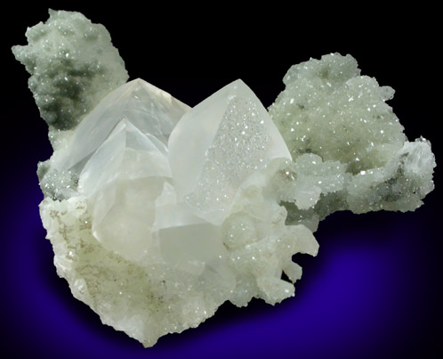 Apophyllite on Calcite and Prehnite from Millington Quarry, Bernards Township, Somerset County, New Jersey