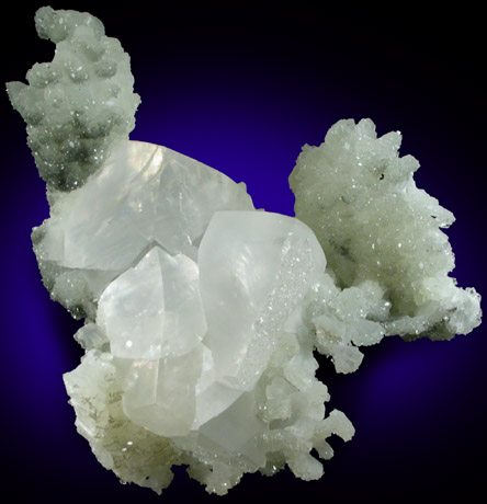 Apophyllite on Calcite and Prehnite from Millington Quarry, Bernards Township, Somerset County, New Jersey