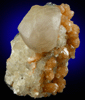 Calcite (twinned crystals) on Stilbite-Ca from Moore's Station Quarry, 44 km northeast of Philadelphia, Mercer County, New Jersey