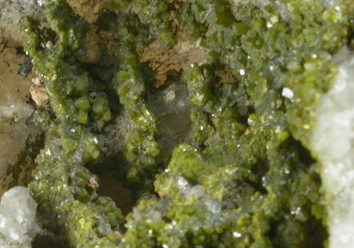 Pyromorphite with Quartz from Wheatley Mine, Phoenixville, Chester County, Pennsylvania