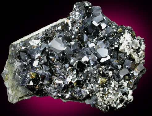 Galena (Spinel-law twinned) with Sphalerite, Chalcopyrite, Calcite from Madan District, Rhodope Mountains, Bulgaria