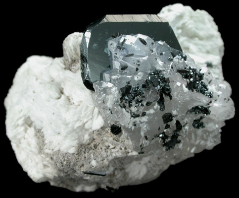 Hematite, Calcite, Gaudefroyite, Xonotlite from Wessels Mine, Kalahari Manganese Field, Northern Cape Province, South Africa