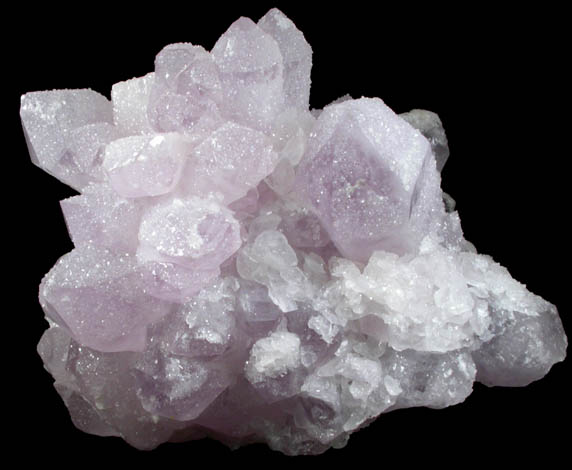 Quartz var. Amethyst with Calcite from Peregrina Mine, Guanajuato, Mexico