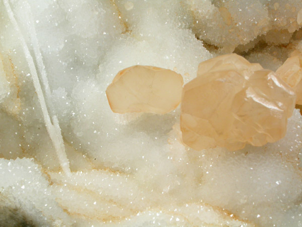 Calcite on Quartz from Dahisar Quarry, Mumbai District, Maharashtra, India