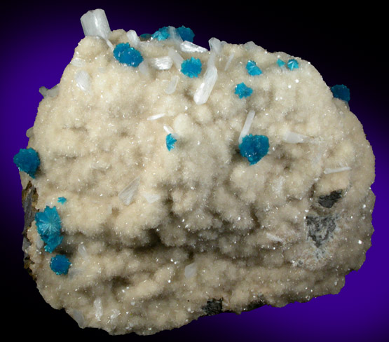 Cavansite on Quartz with Stilbite-Ca from Wagholi Quarry, Maharashtra, India