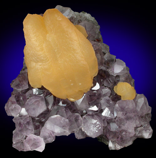 Calcite on Amethyst Quartz from Rio Grande do Sul, Brazil