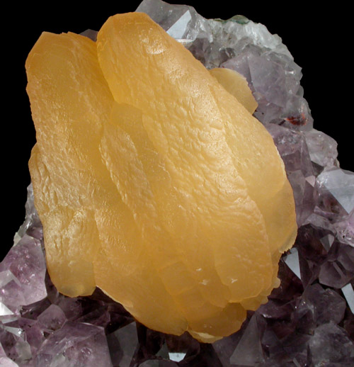 Calcite on Amethyst Quartz from Rio Grande do Sul, Brazil